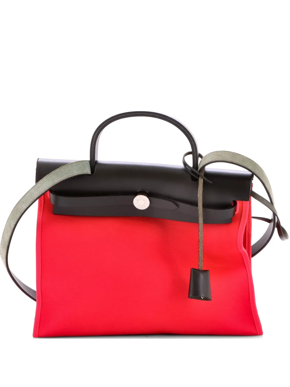 Hermès Pre-Owned Herbag Zip Leather and Toile 31 shoulder bag - Nero
