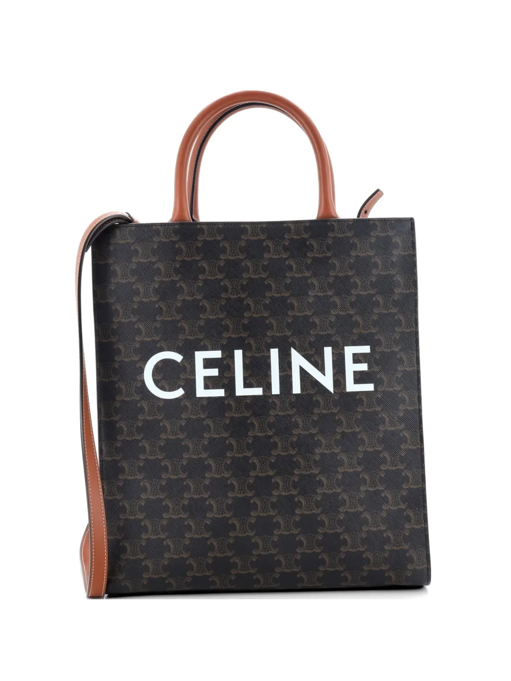 Celine Pre-Owned Vertical Cabas Triomphe Coated Canvas Small tote bag - Marrone