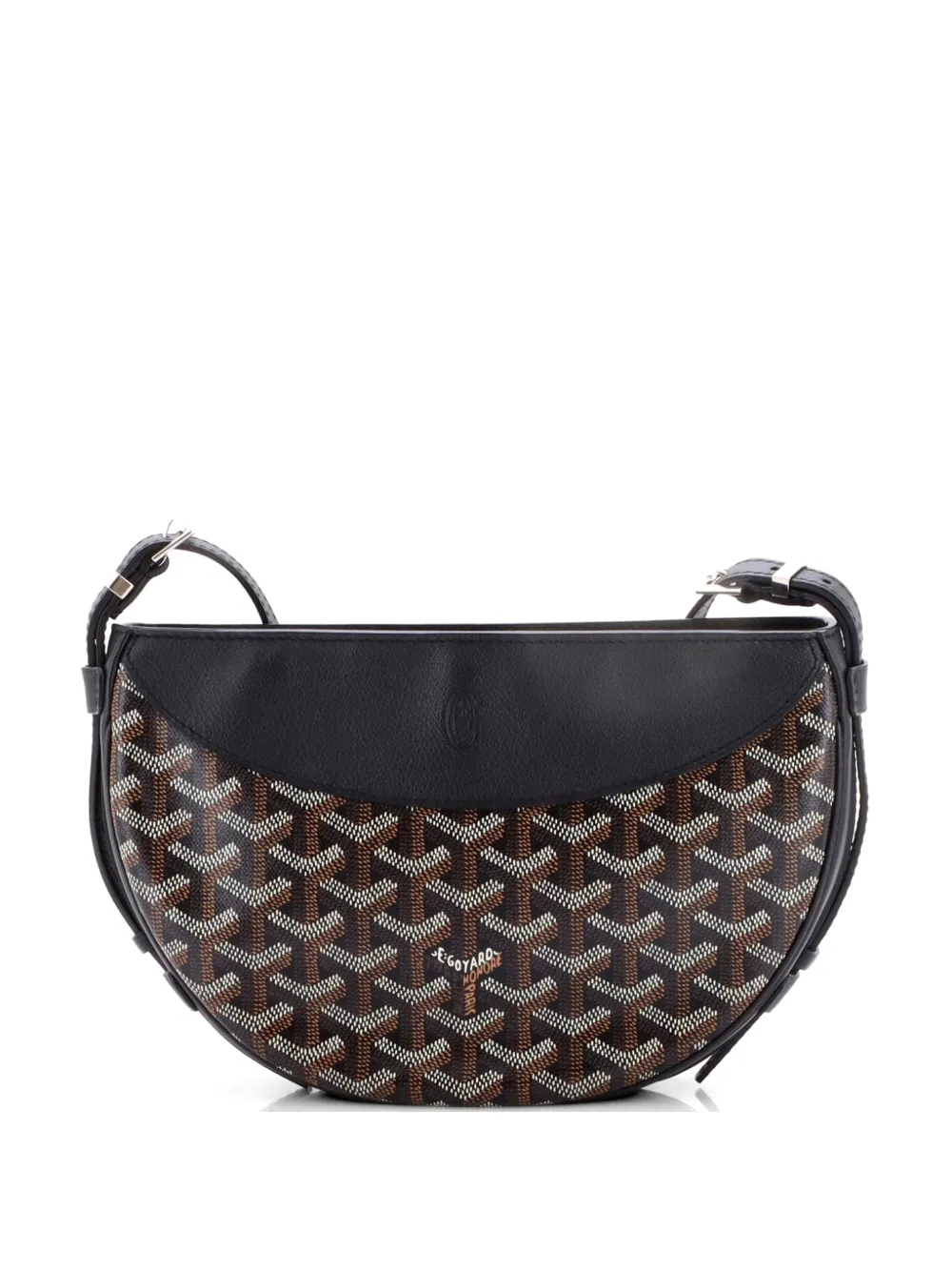 Goyard Pre-Owned Hirondelle Coated Canvas and Leather shoulder bag - Black