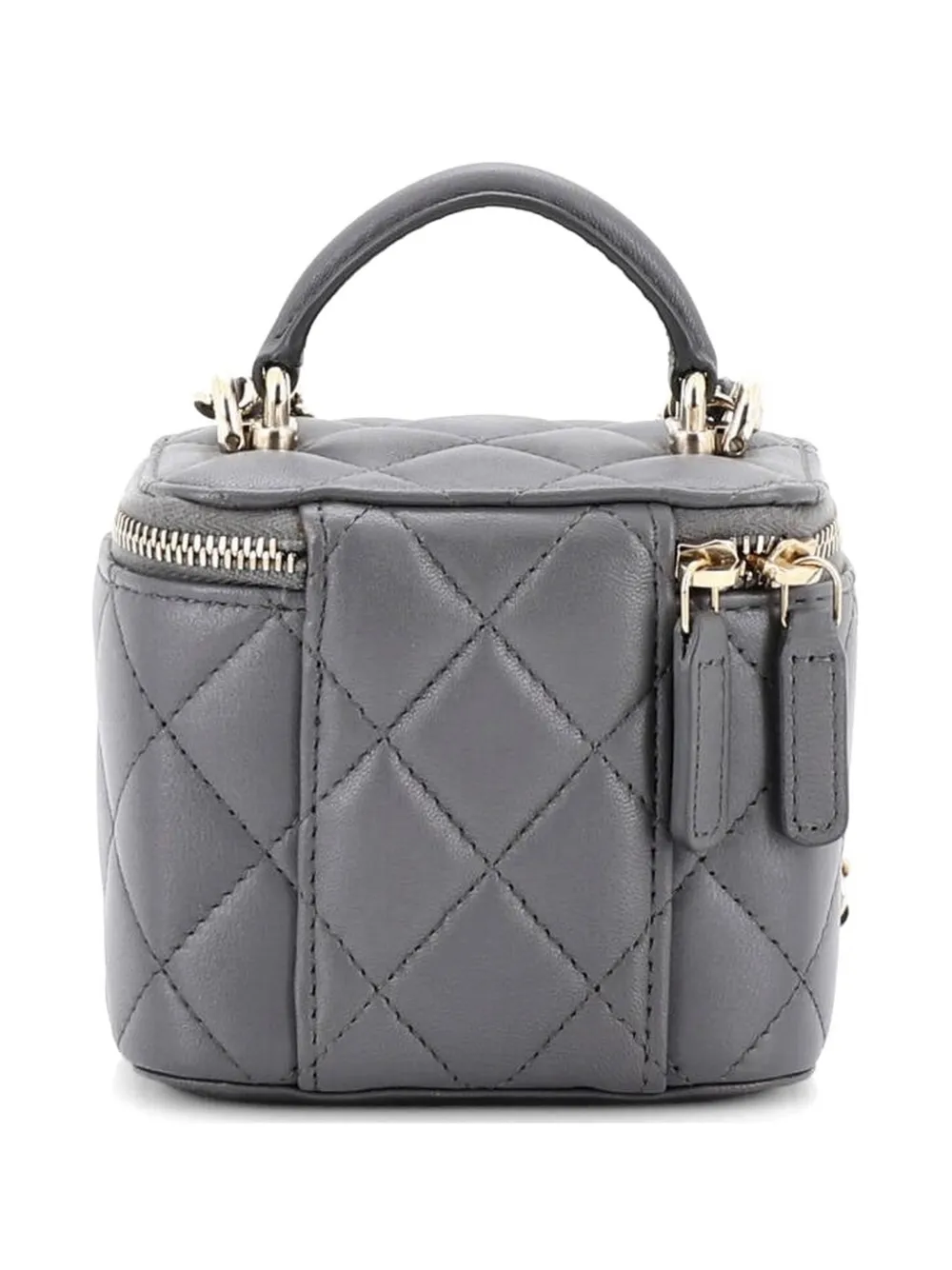 シャネル マトラッセ ミニバニティバッグ ポーチ グレー ショルダーバッグ CHANEL Pre-Owned クラシック トップハンドル バニティケース ウィズ