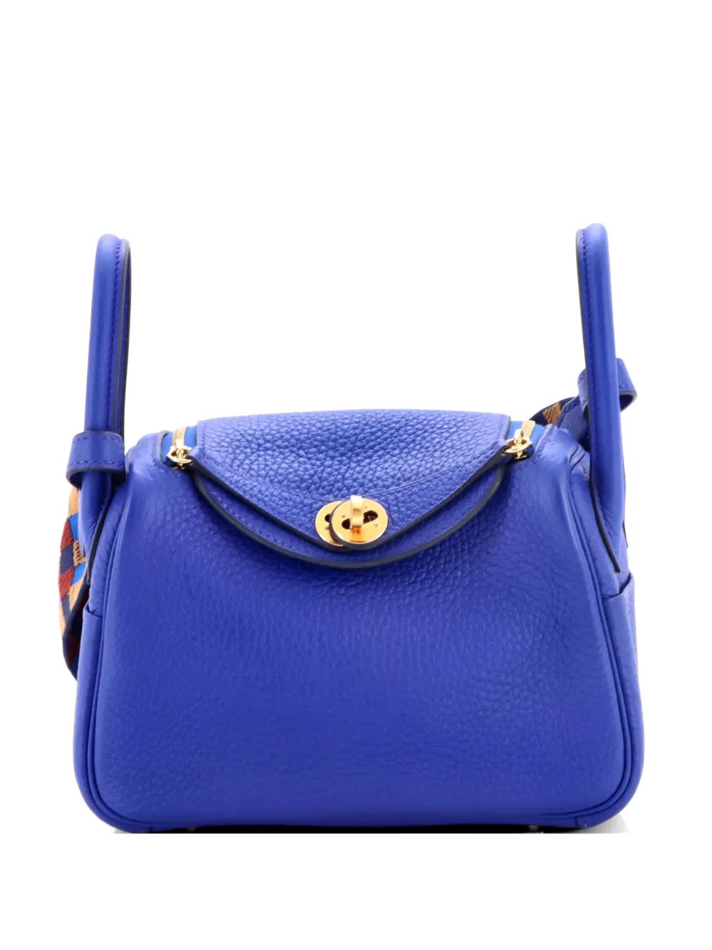 Hermès Pre-Owned Lindy Quadrille Bag Clemence with Canvas Mini crossbody bag - Blu
