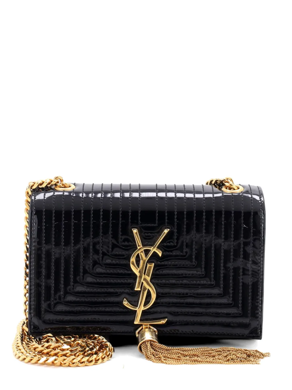 Saint Laurent Pre-Owned Classic Monogram Tassel Crossbody Bag Quilted Patent Small shoulder bag - Black