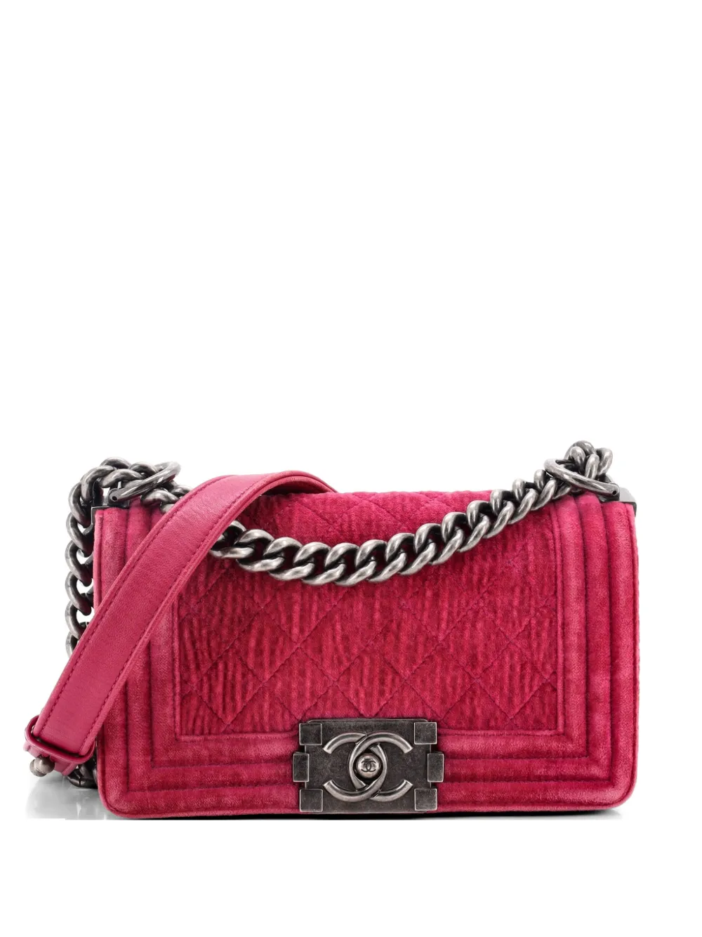CHANEL Pre-Owned Boy Flap Bag Quilted Velvet Small shoulder bag - Rosa
