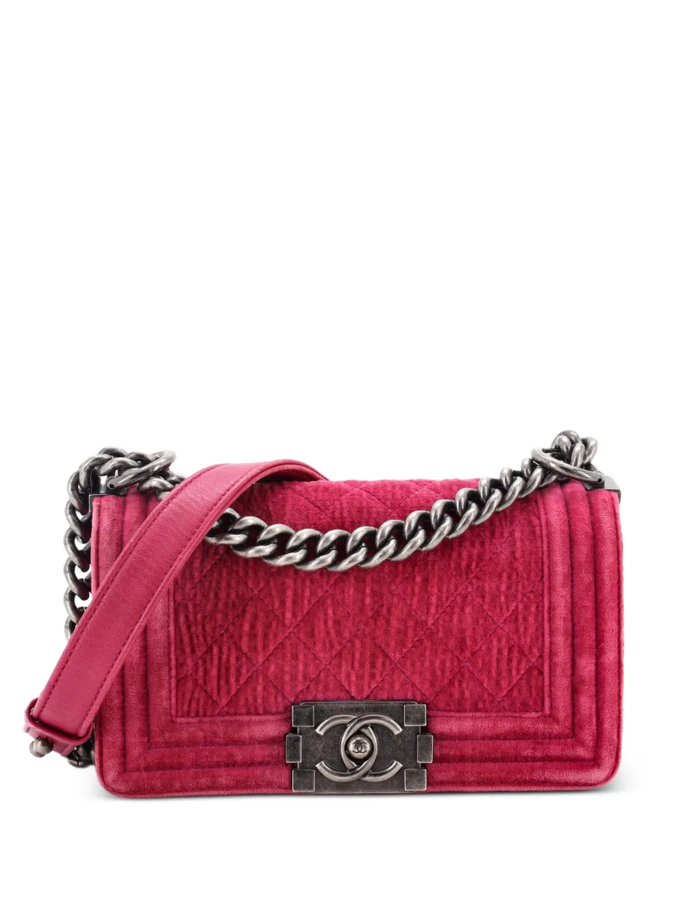 CHANEL Pre-Owned Boy Flap Bag Quilted Velvet Small shoulder bag - Rosa