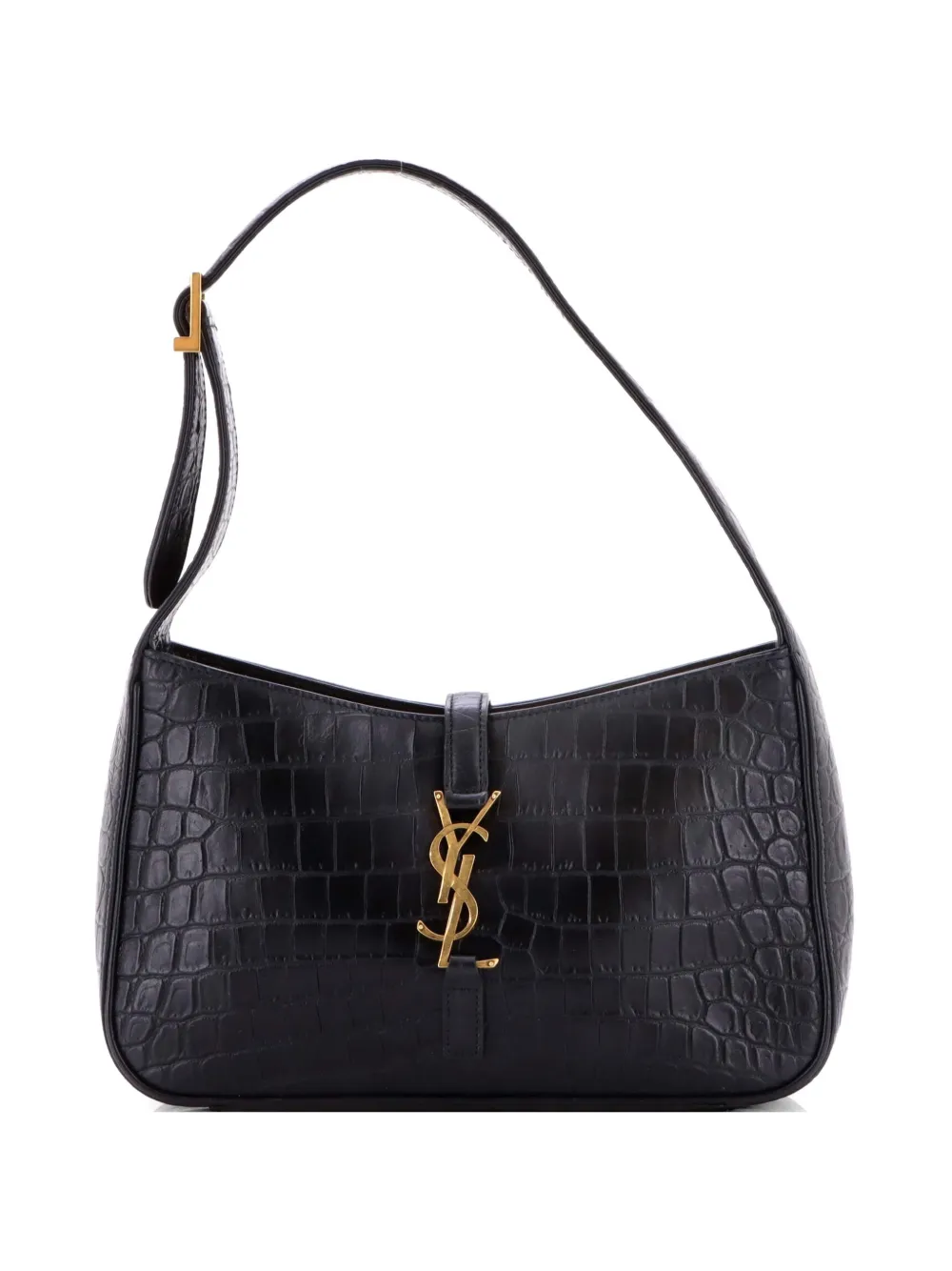 Saint Laurent Pre-Owned Le 5 a 7 Crocodile Embossed Leather Small hobo bag - Nero