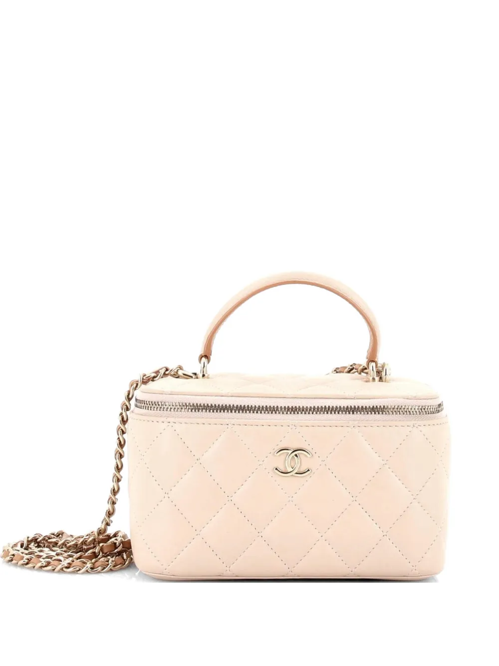 CHANEL Pre-Owned Classic Top Handle Vanity Case with Chain Quilted Lambskin Small crossbody bag - Neutrals
