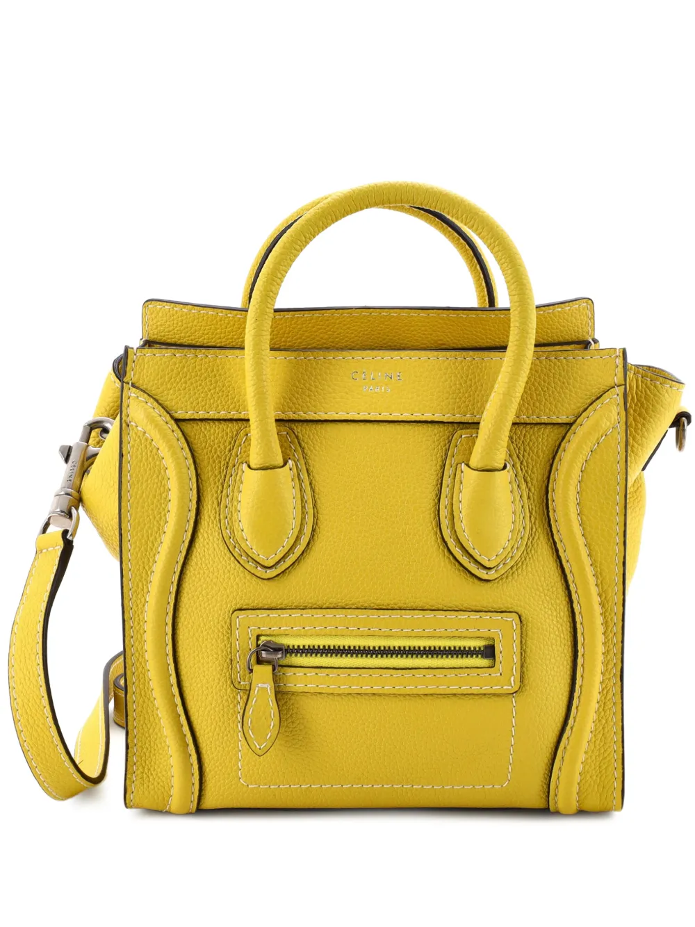 Celine Pre-Owned Luggage Bag Grainy Leather Nano crossbody bag - Yellow
