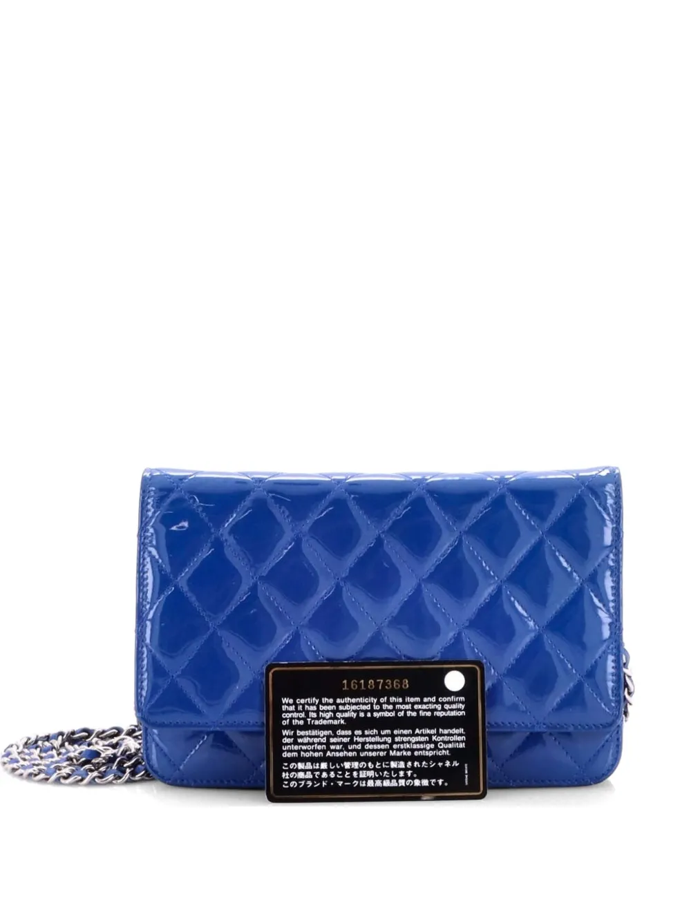 CHANEL Pre-Owned Wallet on Chain Quilted Patent crossbody bag - Blu