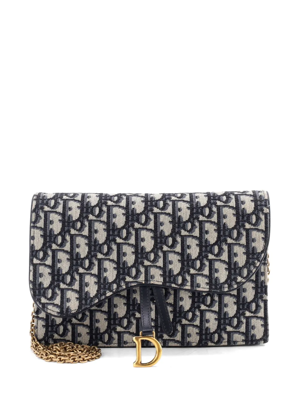 Christian Dior Pre-Owned Clutch Saddle Chain Oblique in tela - Blu