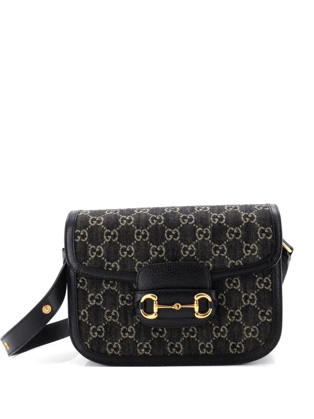 Gucci Pre-Owned Horsebit 1955 GG Denim Small shoulder bag - Nero