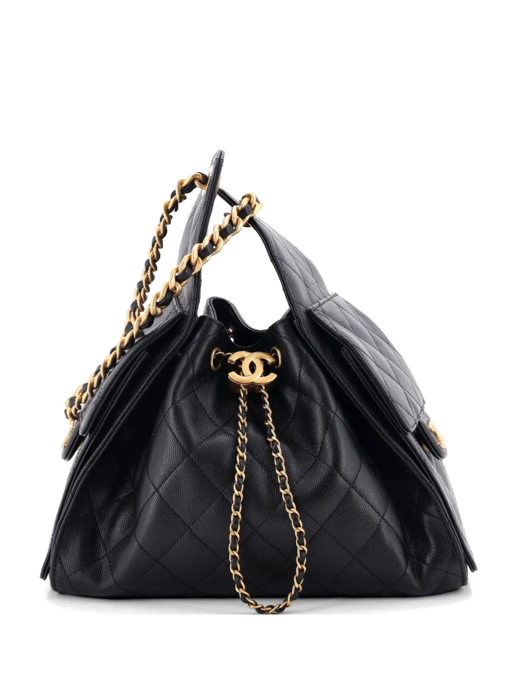 CHANEL Pre-Owned Borsa passepartout 25 piccola in pelle Caviar trapuntata - Nero