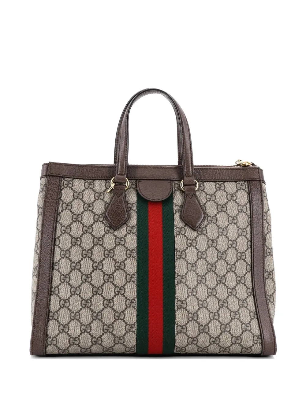  Gucci Pre-owned Bolso Shopper Ophidia Mediano De Lona Revestida Con Motivo Gg Y Asa Superior - Marrón 
