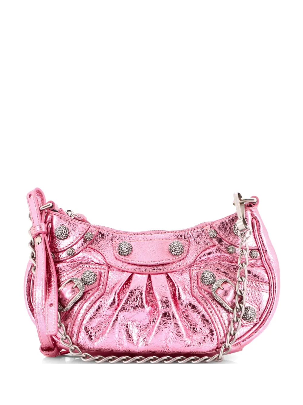 Balenciaga Pre-Owned Le Cagole Giant Studs Shoulder Bag Leather with Crystals Mini crossbody bag - Effetto metallizzato