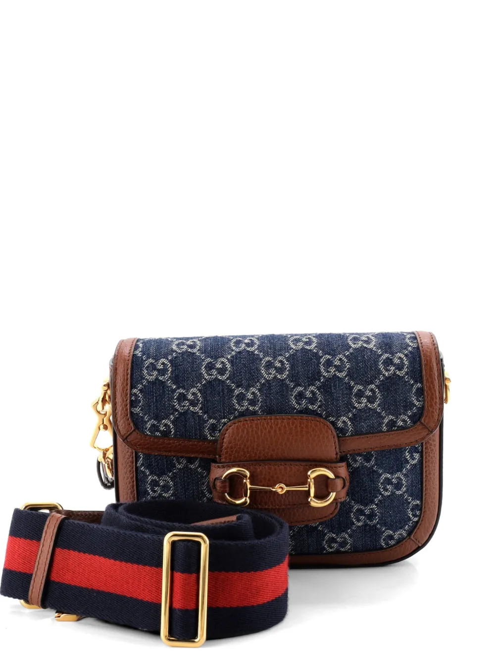 Gucci Pre-Owned Horsebit 1955 GG Denim Mini shoulder bag - Blu