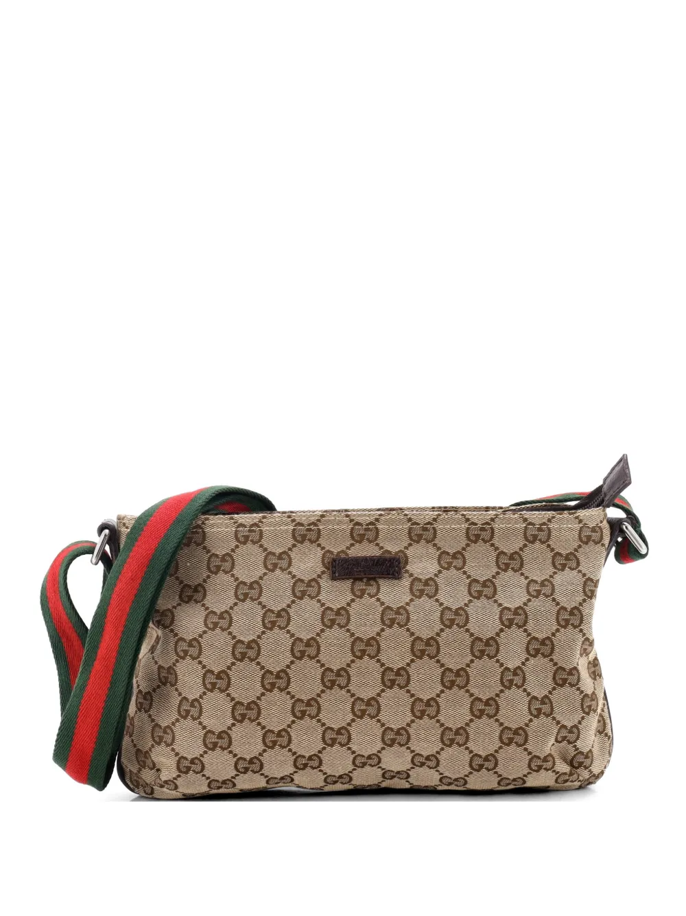 Gucci Pre-Owned Web Strap Messenger Bag GG Canvas Small crossbody bag - Marrone