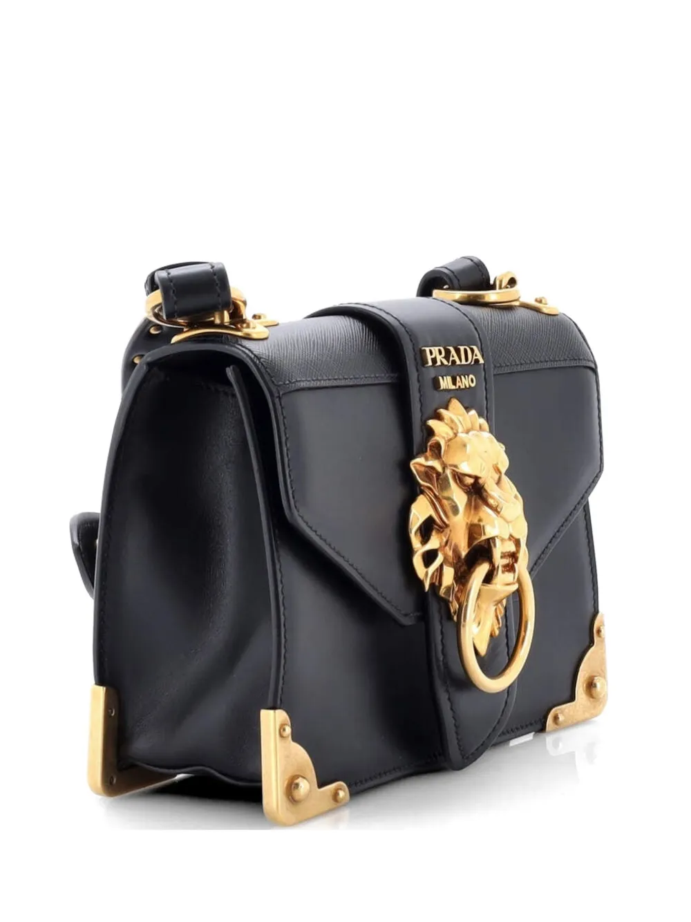 Prada Pre-Owned Animalier Cahier Leather Small crossbody bag - Nero