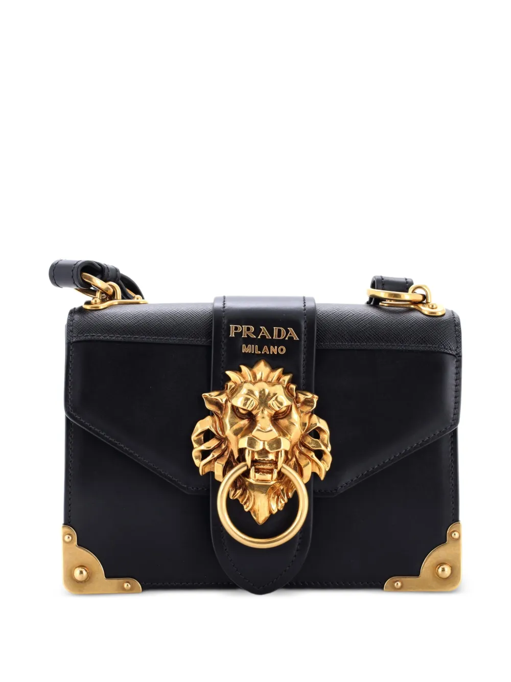 Prada Pre-Owned Animalier Cahier Leather Small crossbody bag - Nero