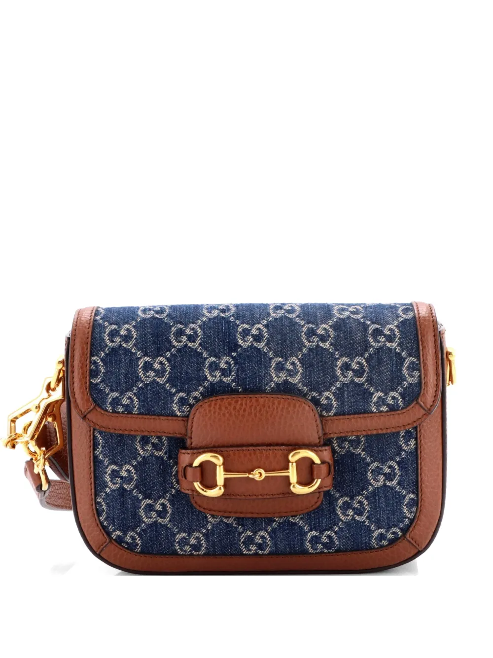Gucci Pre-Owned Horsebit 1955 GG Denim Mini shoulder bag - Blu