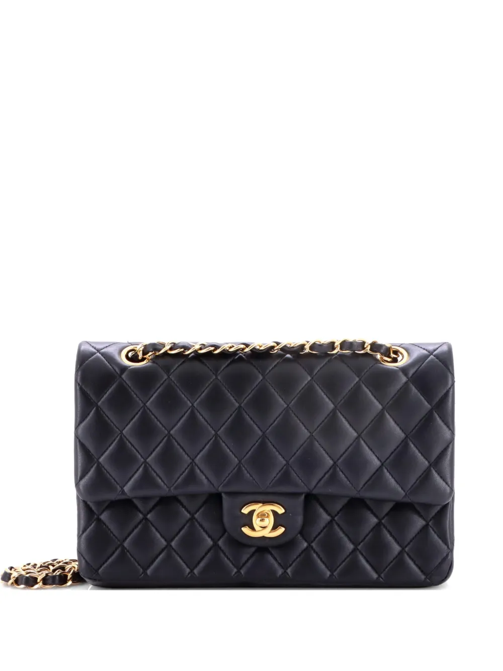 CHANEL Pre-Owned Classic Double Flap Bag Quilted Lambskin Medium shoulder bag - Black
