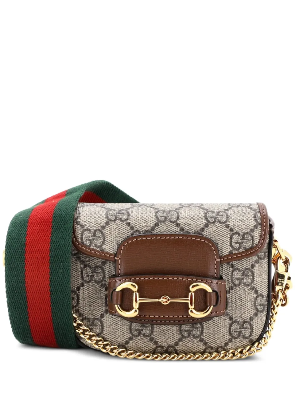 Gucci Pre-Owned Horsebit 1955 Flap Wallet with Strap GG Coated Canvas crossbody bag - Marrone