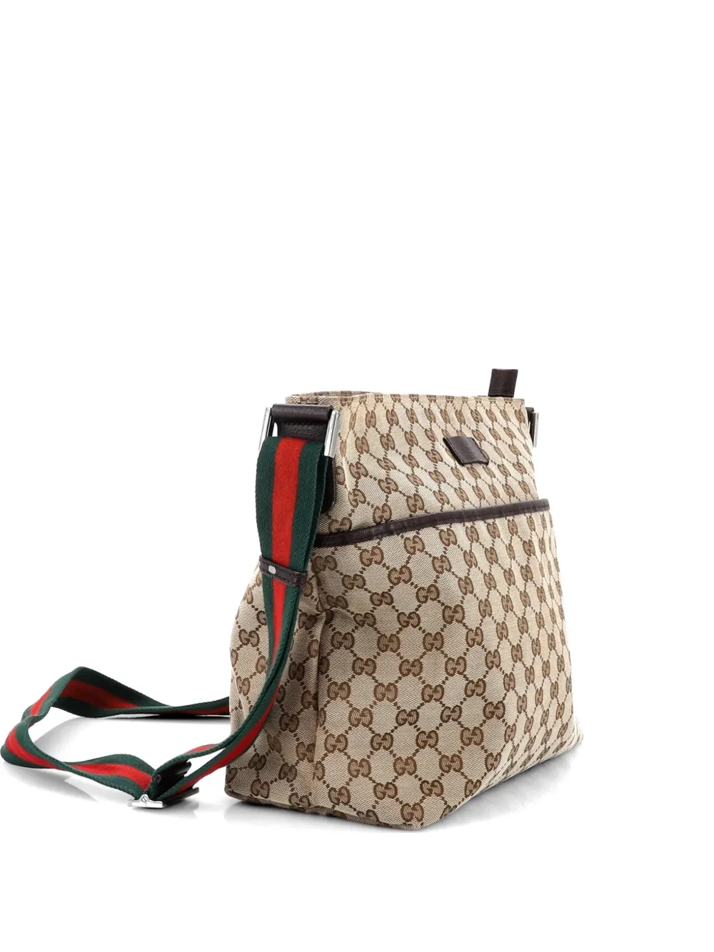 Gucci Pre-Owned Front Pocket Web Messenger GG Canvas Medium crossbody bag - Marrone