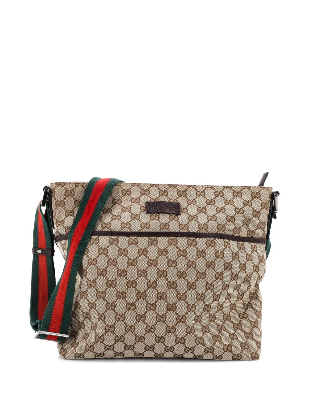 Gucci Pre-Owned Front Pocket Web Messenger GG Canvas Medium crossbody bag - Marrone