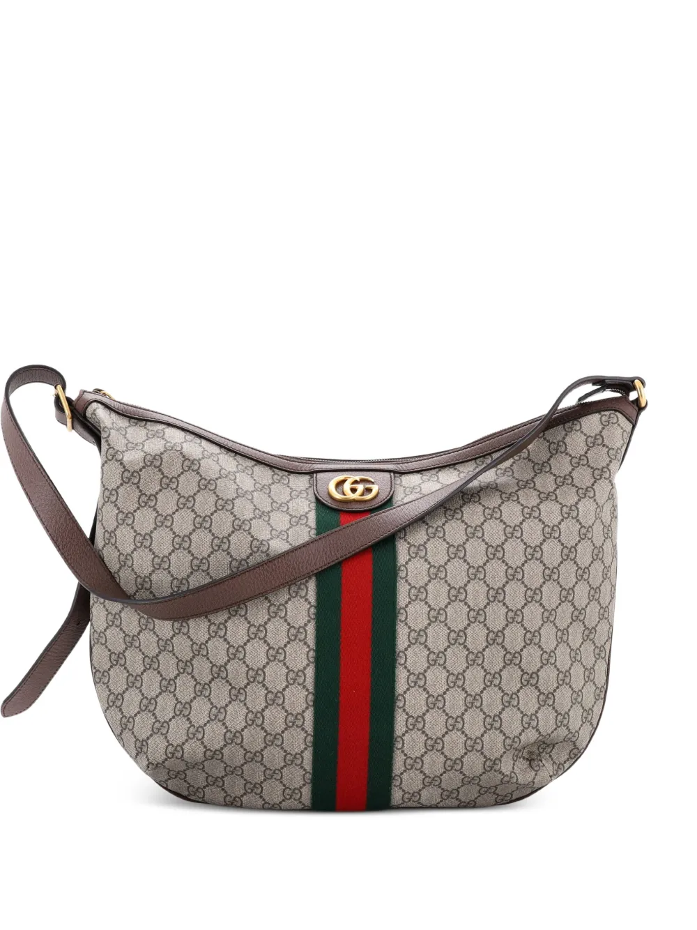 Gucci Pre-Owned Ophidia Half Moon GG Coated Canvas Large hobo bag - Marrone