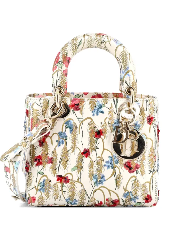 Dior Pre-owned My Abcdior Lady Dior Bag Embroidered Printed Leather Satchel in Multicolour