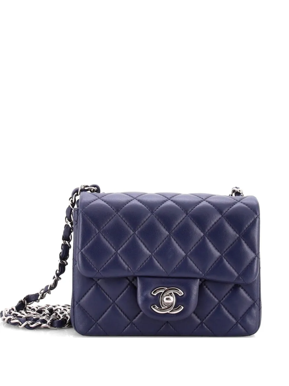 CHANEL Pre-Owned Square Classic Single Flap Bag Quilted Lambskin Mini crossbody bag - Blu
