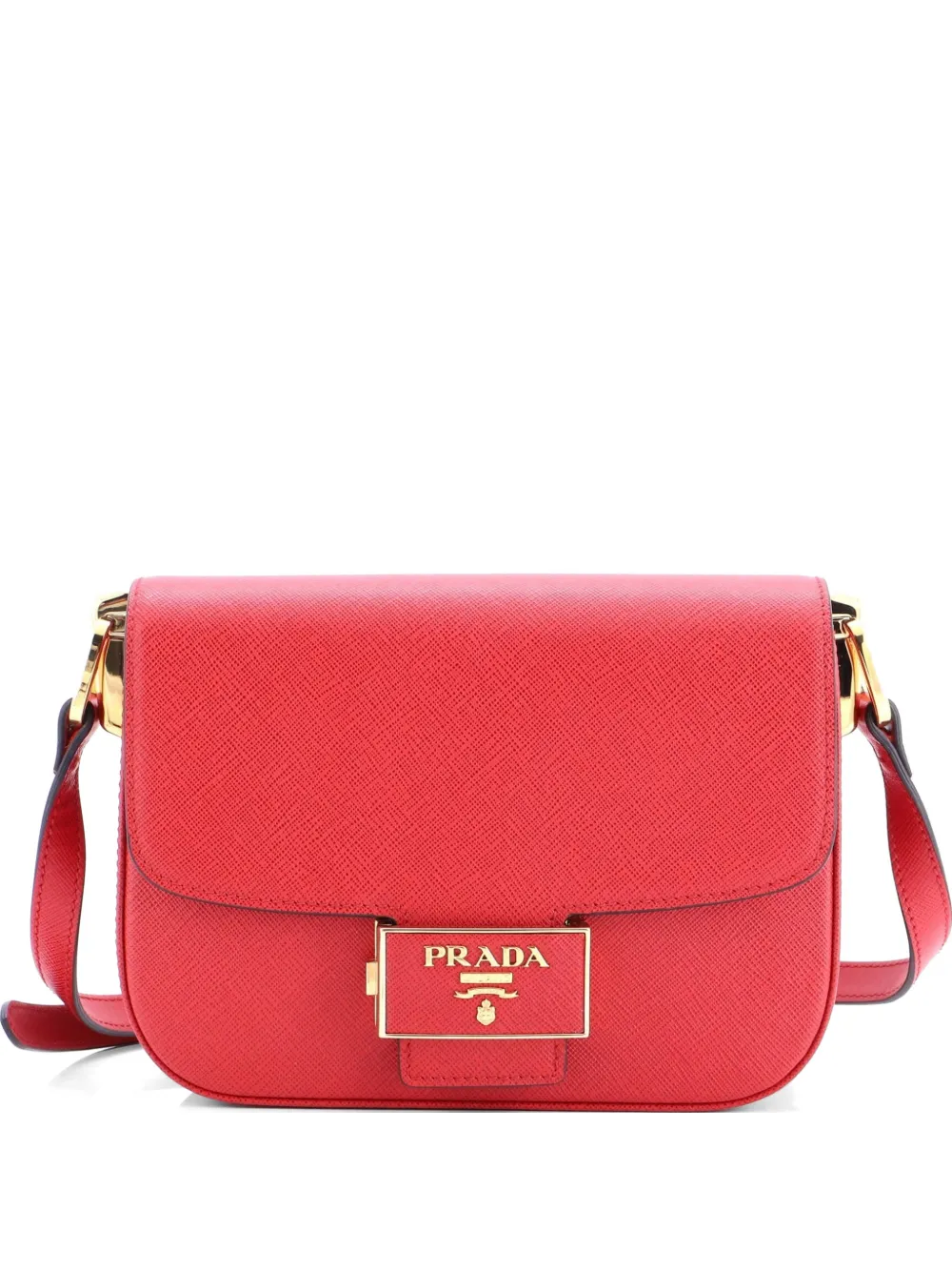 Prada Pre-Owned Embleme Flap Bag Saffiano Leather Small shoulder bag - Rosso