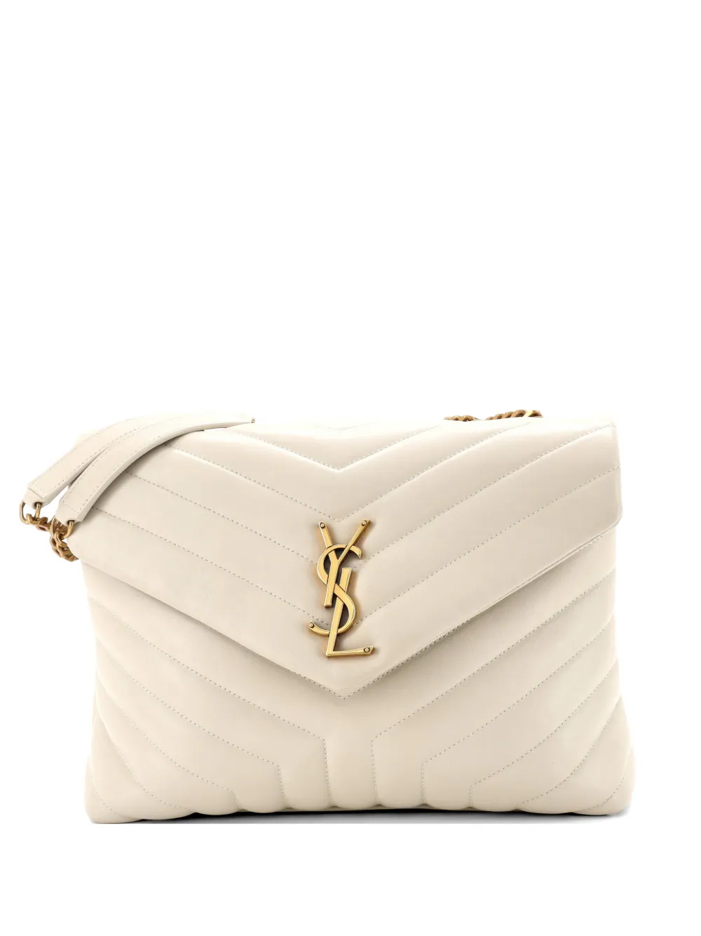 Saint Laurent Pre-Owned Loulou Matelasse Chevron Leather Medium shoulder bag - White