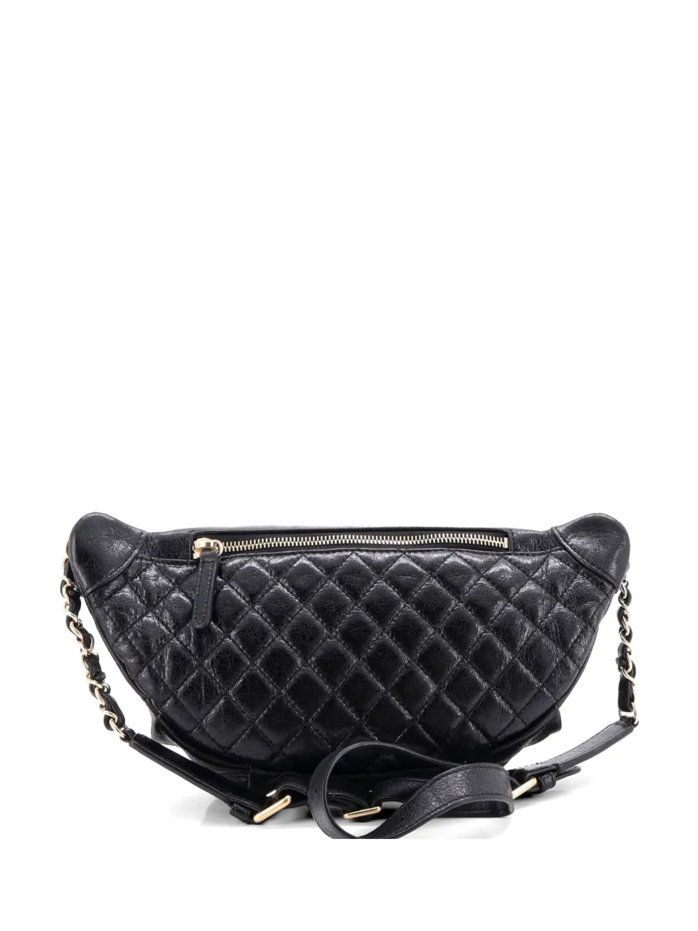 CHANEL Pre-Owned Bi Classic Waist Bag Quilted Crumpled Calfskin belt bag - Black