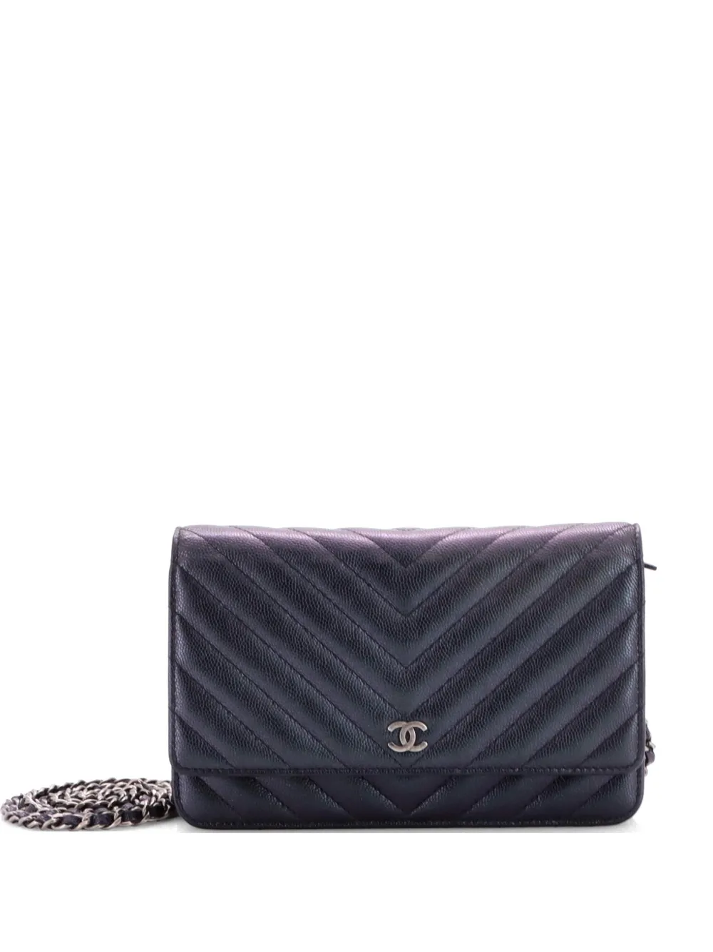 CHANEL Pre-Owned Wallet on Chain Chevron Caviar crossbody bag - Schwarz