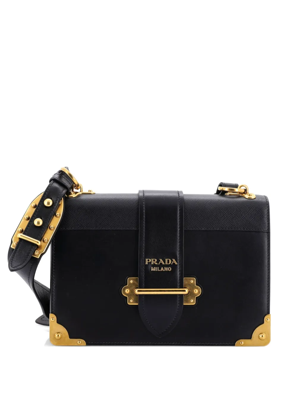 Prada Pre-Owned Cahier Leather and Saffiano Leather Large crossbody bag - Nero