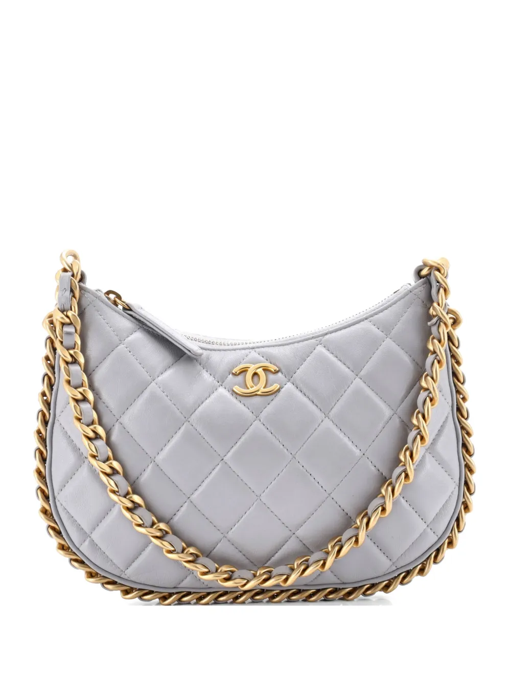 CHANEL Pre-Owned CC Chain Around Quilted Lambskin hobo bag - Grigio