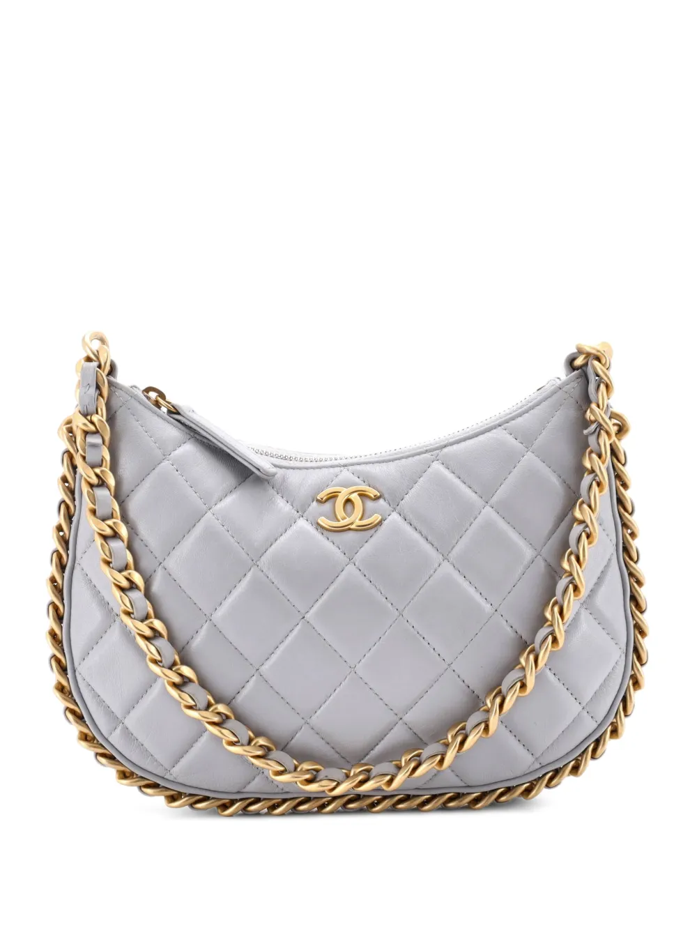 CHANEL Pre-Owned CC Chain Around Quilted Lambskin hobo bag - Grigio