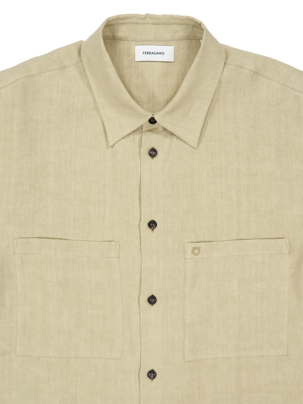 Ferragamo Blouse met opgestikte zak en knopen Beige