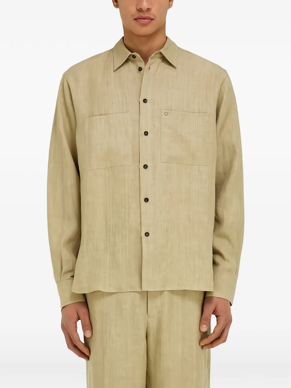 Ferragamo Blouse met opgestikte zak en knopen Beige