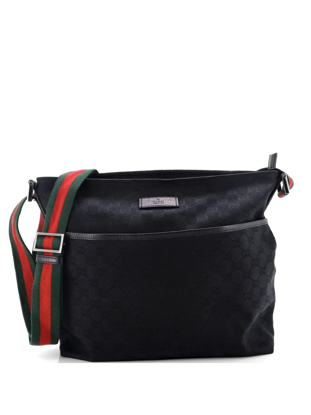 Gucci Pre-Owned Front Pocket Web Messenger GG Canvas Medium crossbody bag - Nero