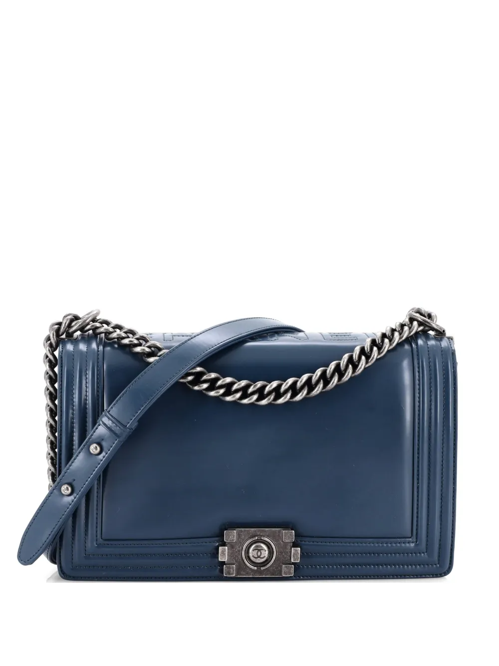 CHANEL Pre-Owned Reverso Boy Flap Bag Glazed Calfskin Old Medium crossbody bag - Blue
