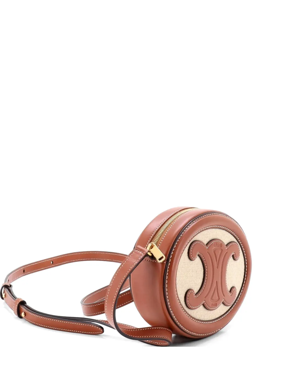 Celine Pre-Owned Triomphe Oval Canvas and Leather crossbody bag - Marrone