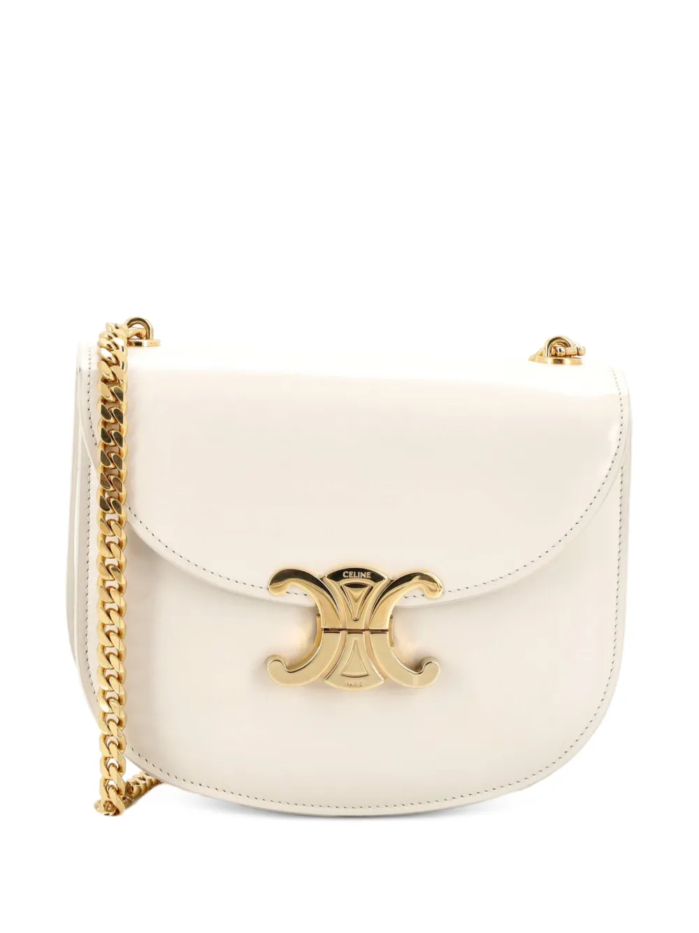 Celine Pre-Owned Triomphe Besace Clea Chain Flap Bag Leather shoulder bag - Bianco