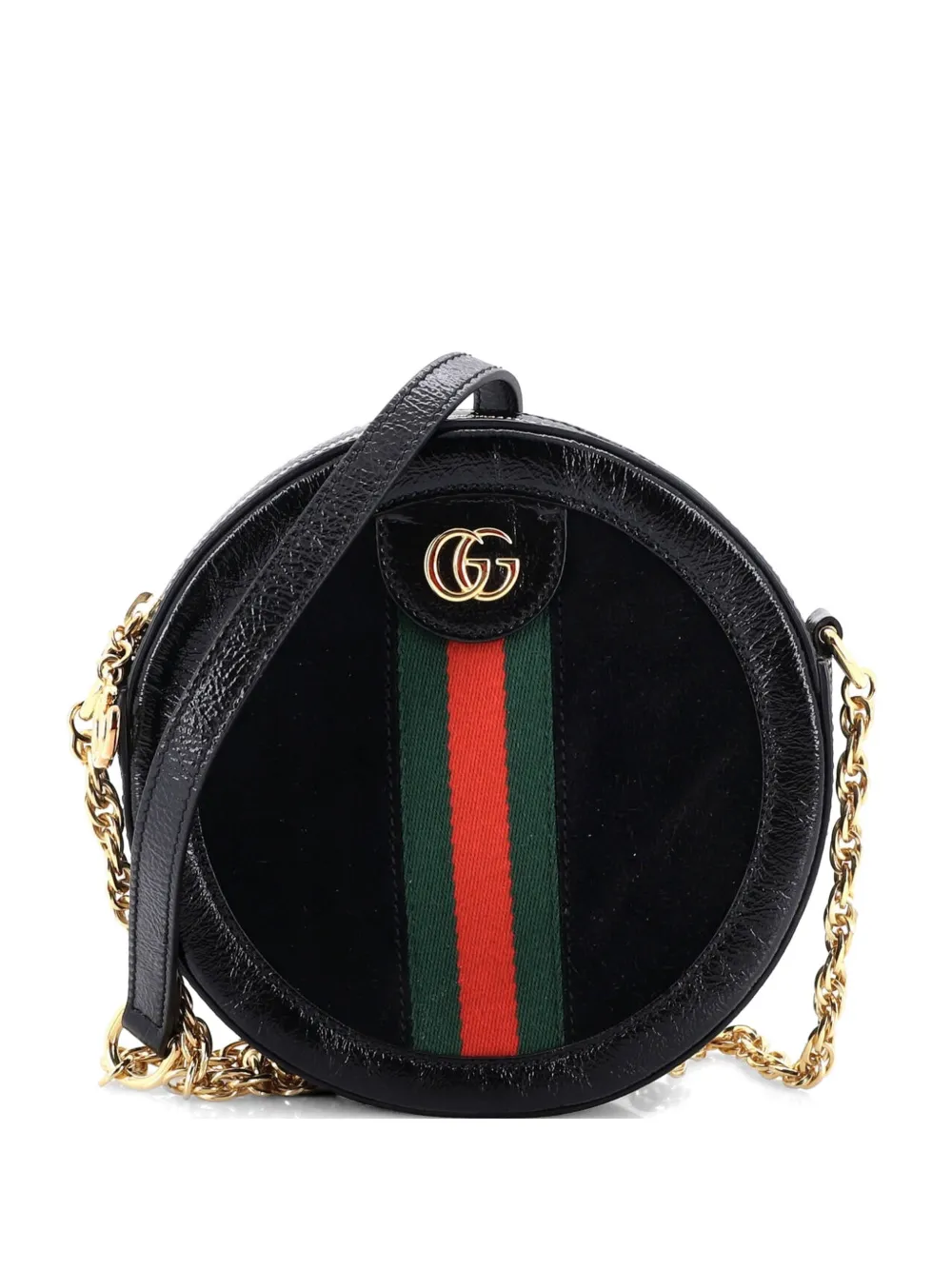 Gucci Pre-Owned Ophidia Round Shoulder Bag Suede Mini crossbody bag - Nero