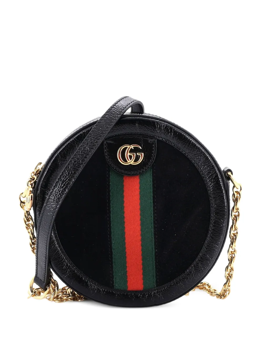 Gucci Pre-Owned Ophidia Round Shoulder Bag Suede Mini crossbody bag - Nero