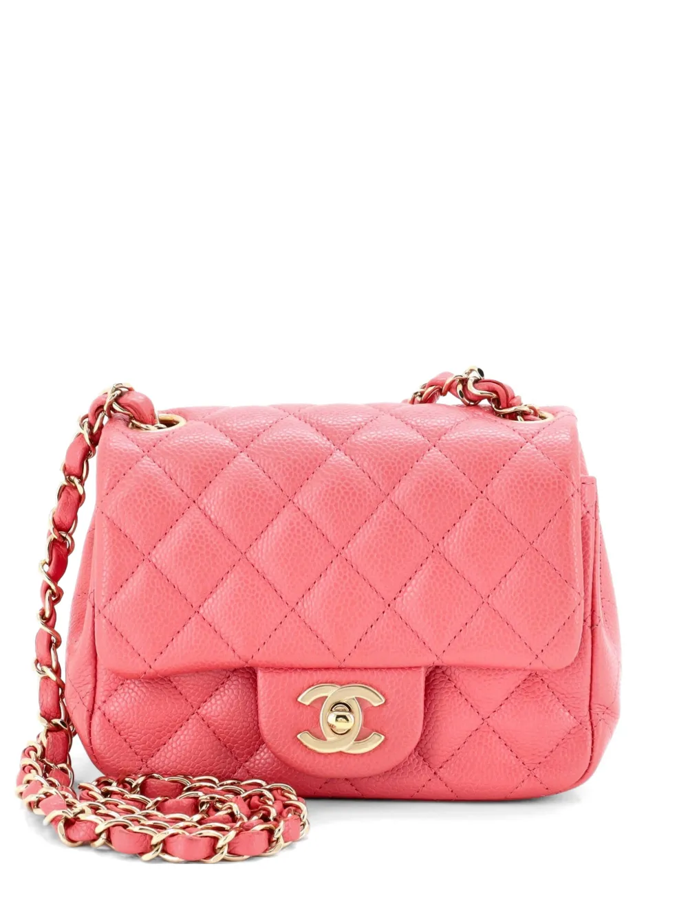 CHANEL Pre-Owned Mini Square Classic Single Flap Bag Caviar Umhängetasche mit Steppung - Rosa