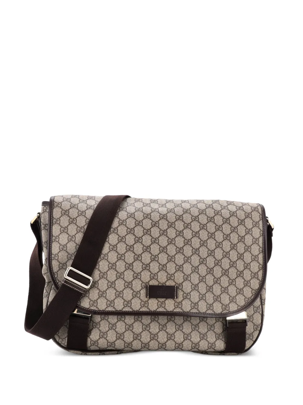 Gucci Pre-Owned Double Buckle Messenger Bag GG Coated Canvas Large crossbody bag - Marrone