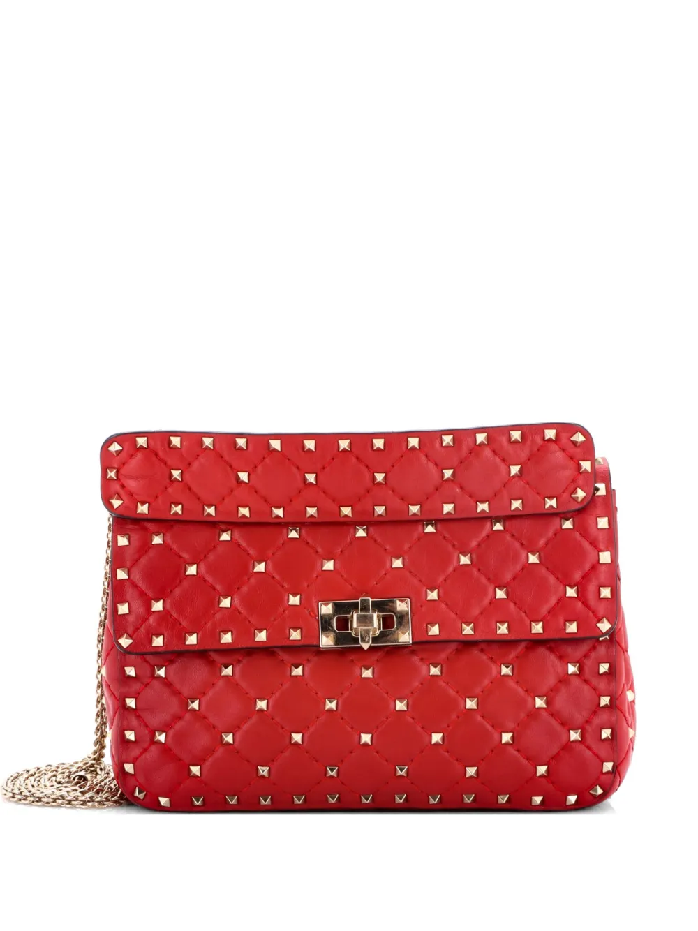 Valentino Garavani Pre-Owned Rockstud Spike Flap Bag Quilted Leather Medium crossbody bag - Red