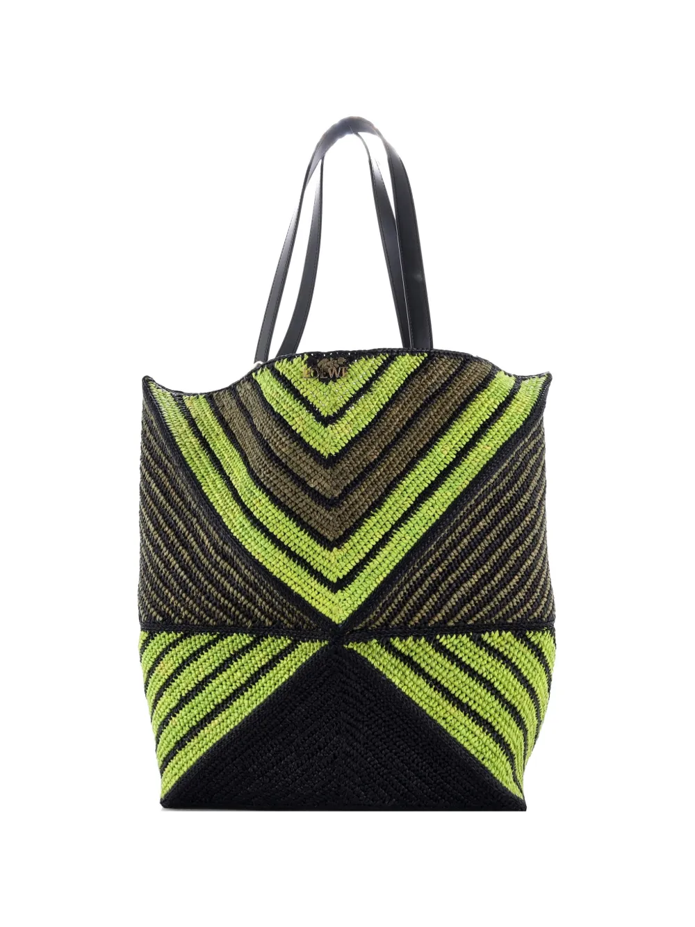 Loewe Pre-Owned Puzzle Fold Raffia Large tote bag - Verde