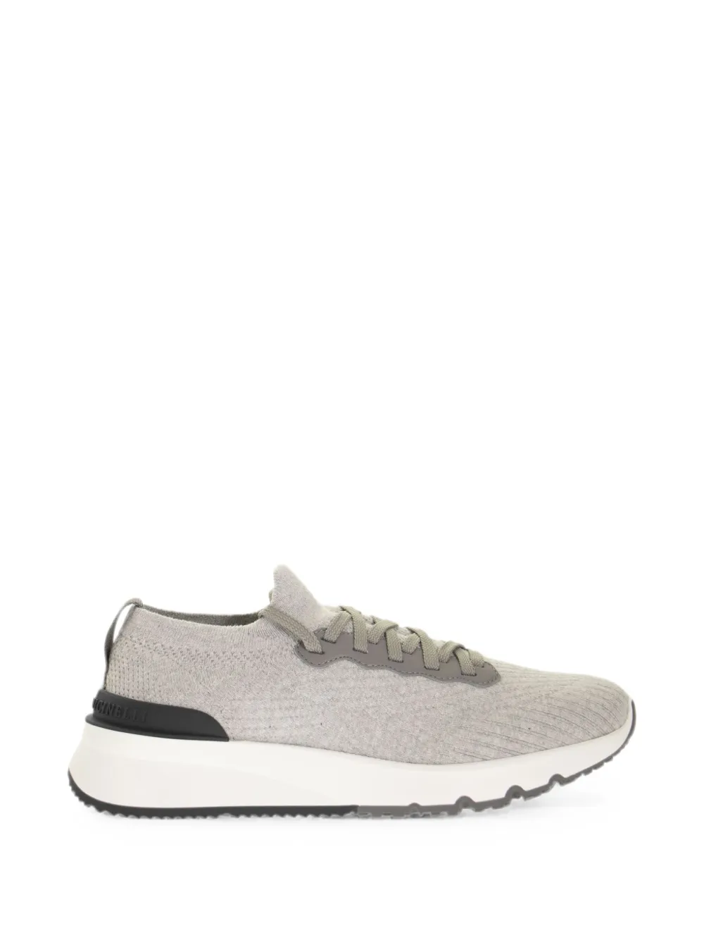 Brunello Cucinelli knit leather-trim sneakers - Grey