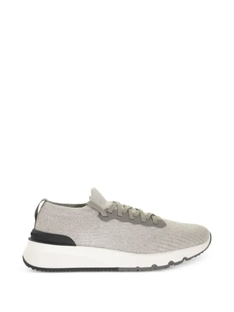 Brunello Cucinelli knit leather-trim sneakers